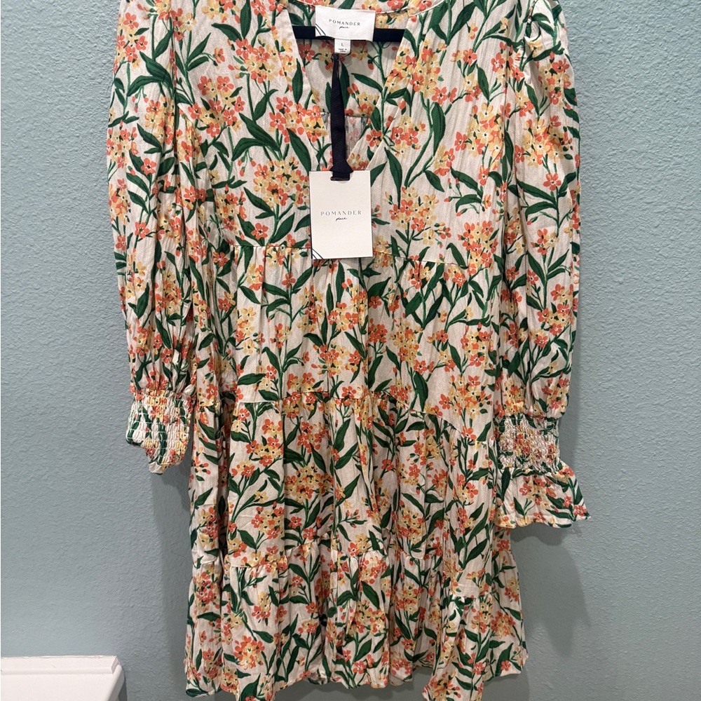Tuckernuck Callahan Floral Dress NWT Large - Green, Orange, White